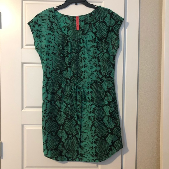 green snakeskin dress